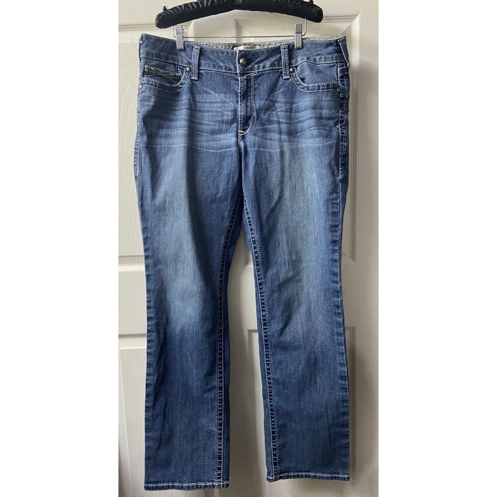 Ariat Jeans Women 34L Blue Denim  Rainstorm Straight Rancher Cowgirl 10017217